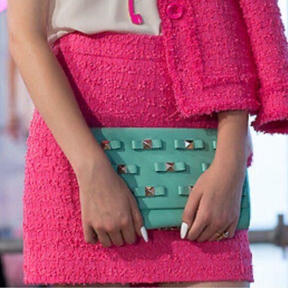 Kate Spade Felisha Bow Terrace Handbag In Mint Green clutch shoulder - Picture 12 of 15